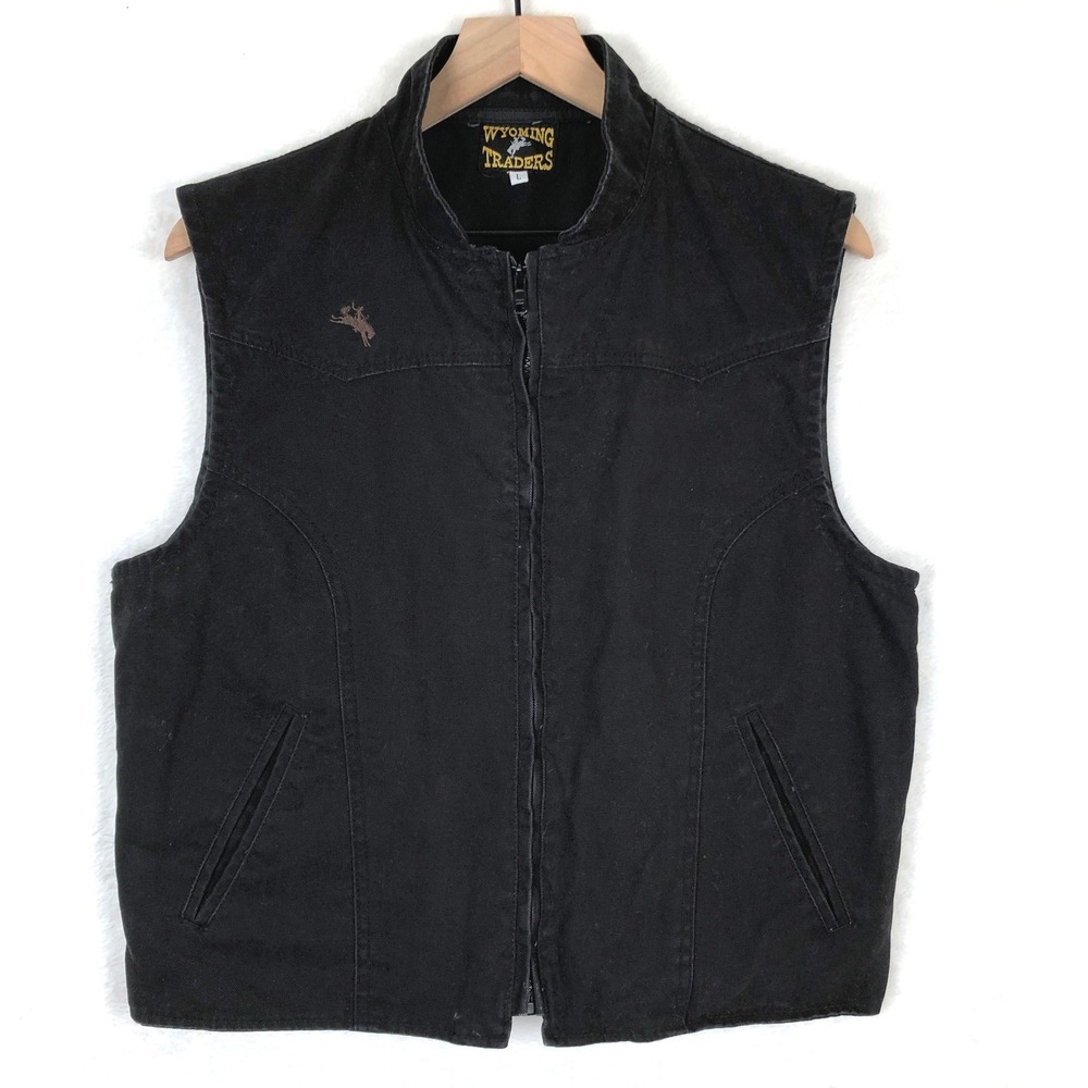 WYOMING TRADERS Cotton Canvas Concealed Carry Holster Vest Sz L Black Western